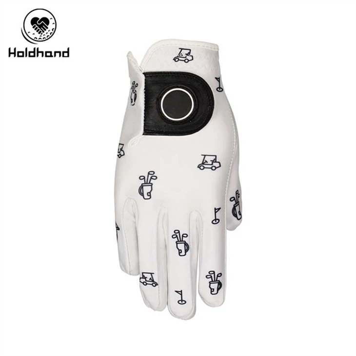 Hot Sales Oem Ladies Compression-Fit Synthetic Golf Glove With Green Printing